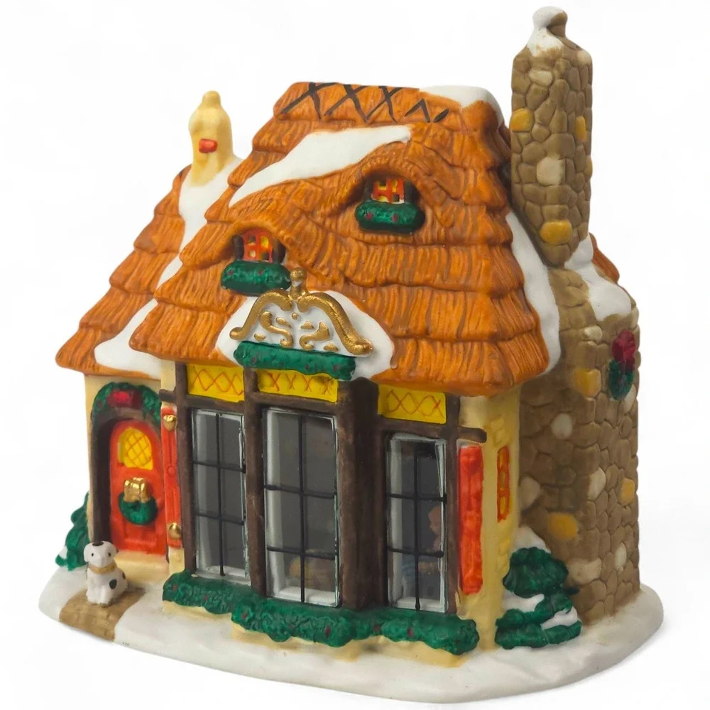 VTG 1998 Santa's Workbench Interior View Cottage House Village Lighte